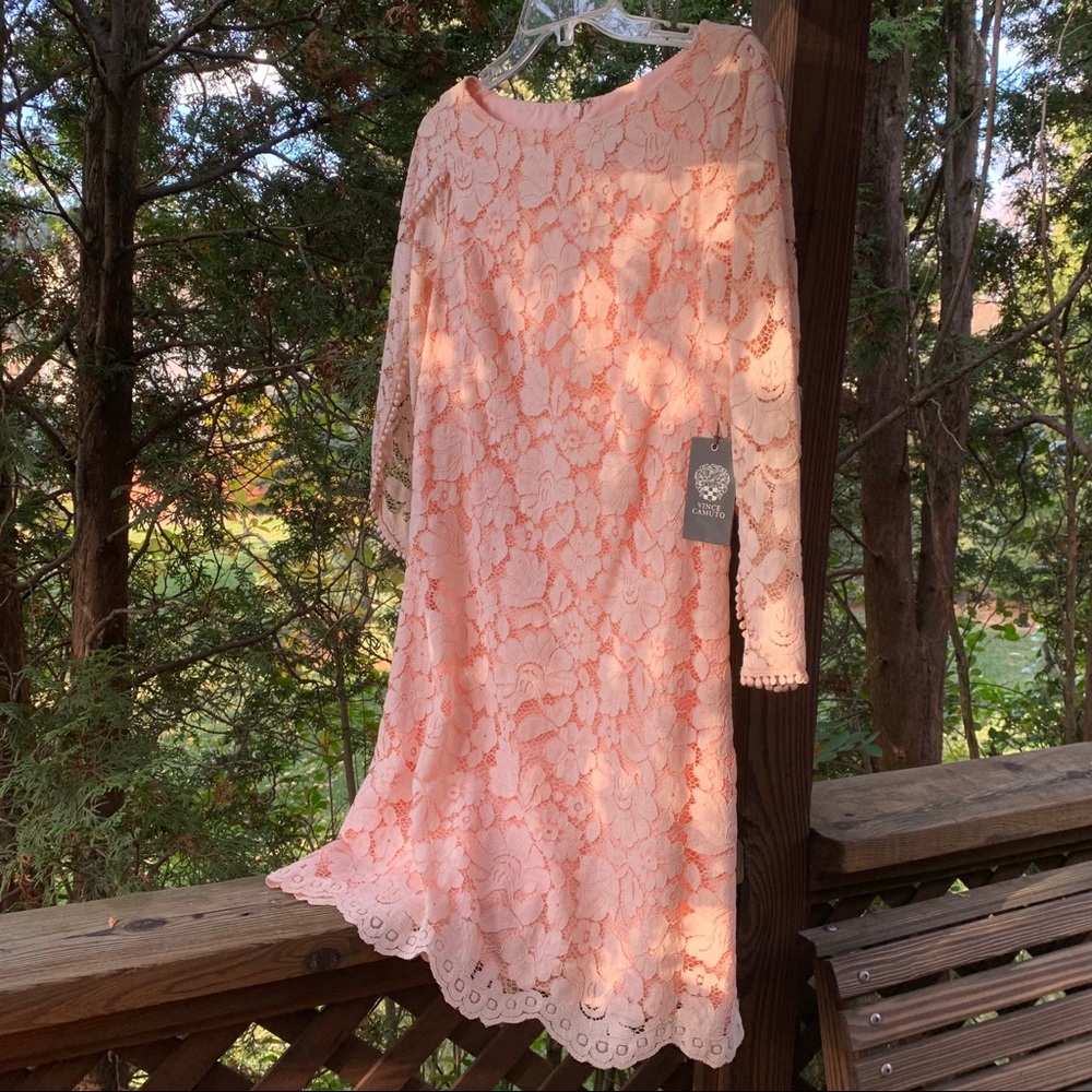 NWT Vince Camuto Peach Lace Dress with Sleeves